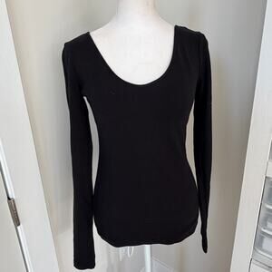 Anthropologie Stateside Black Long Sleeve V-Neck Top Womens Size Medium